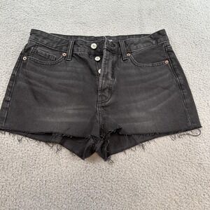 Old Navy Shorts Womens 6 Black High-Rise O.G. Straight Distressed Denim Cut Off